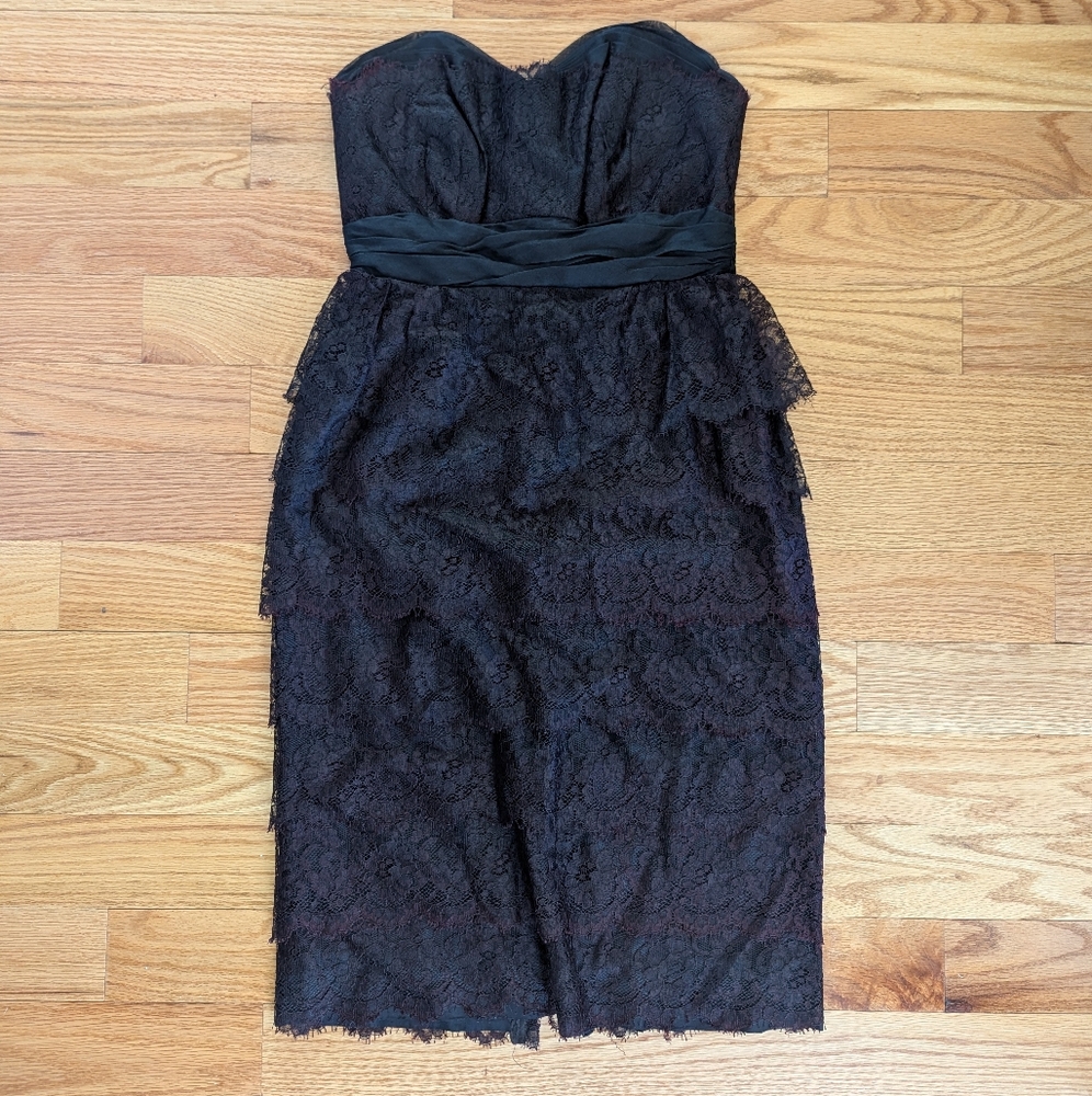 Elegant Vintage Black Lace Strapless Dress